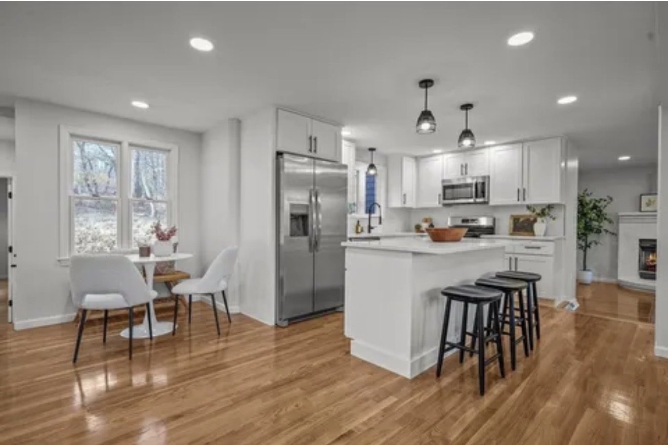 Kitchen with fireplace